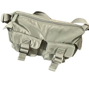 Pink Cargo Crossbody Bag Sage Green Nylon Utility Messenger Bag